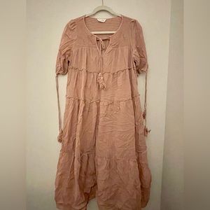 Pink maxi dress | pink tiered maxi dress | Luca and Grae dress | cottagecore